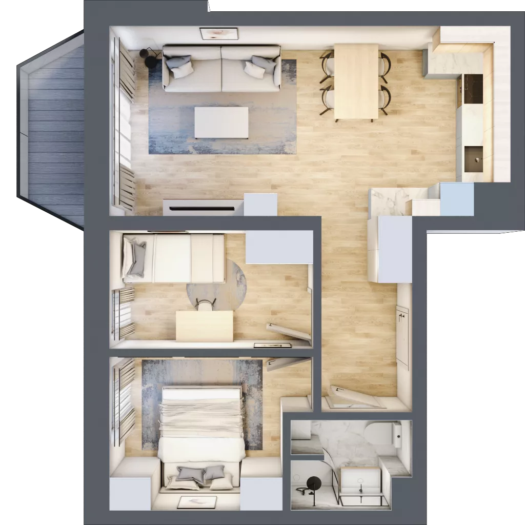 3 pokoje, mieszkanie 50,06 m², piętro 4, oferta nr F15, Kiepury 33, Jelenia Góra, Zabobrze, ul. Jana Kiepury