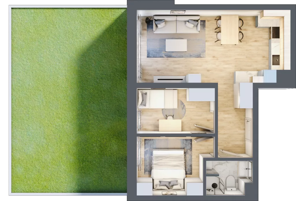 3 pokoje, mieszkanie 50,00 m², parter, oferta nr G02, Kiepury 33, Jelenia Góra, Zabobrze, ul. Jana Kiepury