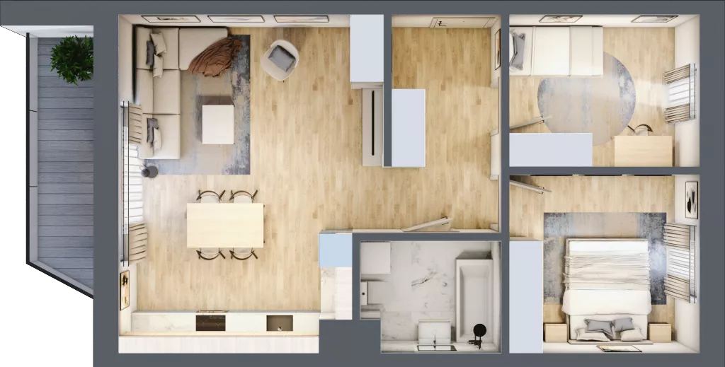 3 pokoje, mieszkanie 61,38 m², piętro 1, oferta nr H04, Kiepury 33, Jelenia Góra, Zabobrze, ul. Jana Kiepury