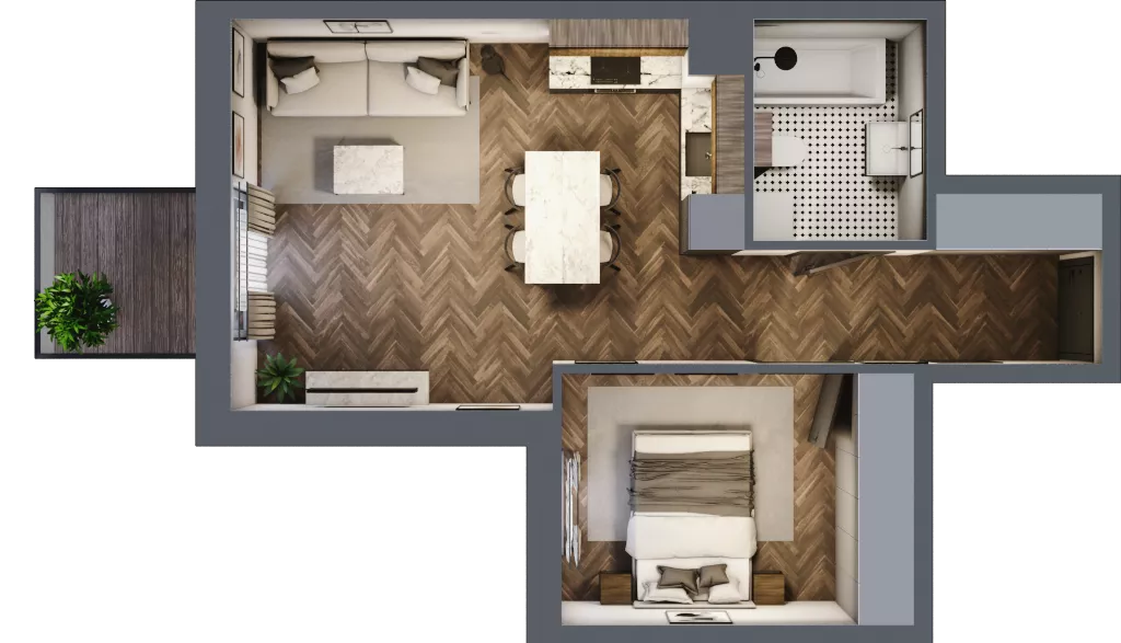 2 pokoje, mieszkanie 41,86 m², piętro 1, oferta nr M26, Punkt Wola, Kraków, Podgórze Duchackie, Wola Duchacka, ul. Trybuny Ludów 15