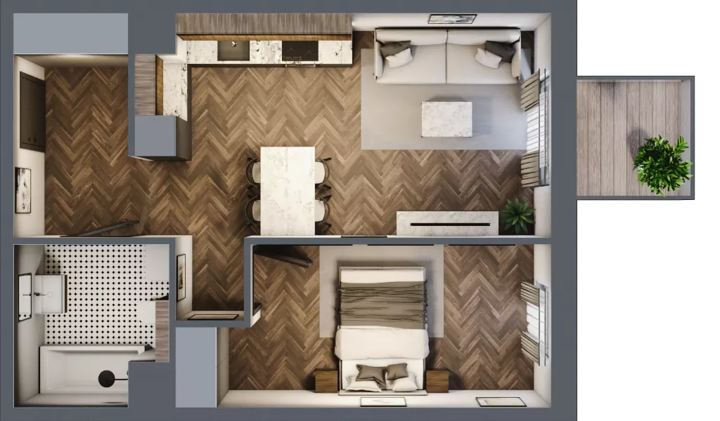 2 pokoje, mieszkanie 43,44 m², piętro 2, oferta nr M39, Punkt Wola, Kraków, Podgórze Duchackie, Wola Duchacka, ul. Trybuny Ludów 15