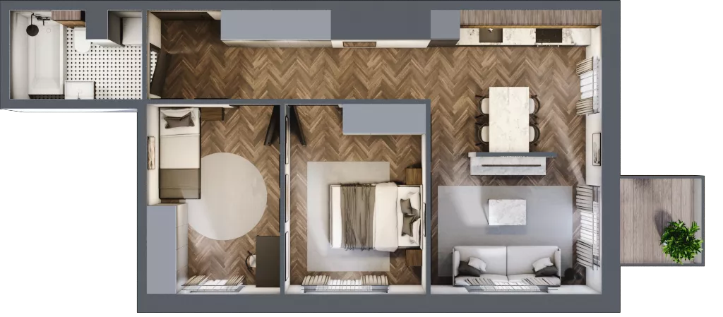 3 pokoje, mieszkanie 55,49 m², piętro 1, oferta nr M25, Punkt Wola, Kraków, Podgórze Duchackie, Wola Duchacka, ul. Trybuny Ludów 15