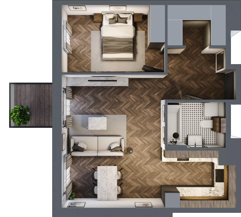 2 pokoje, mieszkanie 52,78 m², piętro 2, oferta nr M28, Punkt Wola, Kraków, Podgórze Duchackie, Wola Duchacka, ul. Trybuny Ludów 15