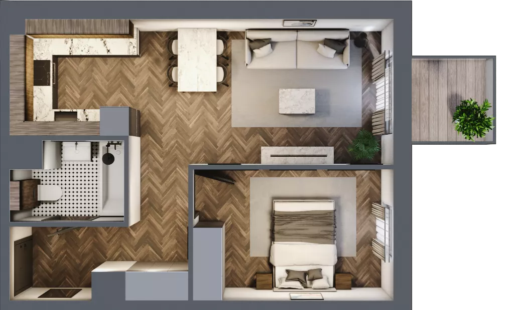 2 pokoje, mieszkanie 43,35 m², piętro 2, oferta nr M38, Punkt Wola, Kraków, Podgórze Duchackie, Wola Duchacka, ul. Trybuny Ludów 15