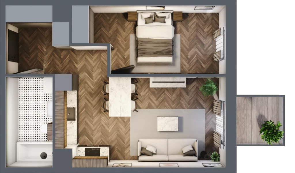 2 pokoje, mieszkanie 43,49 m², piętro 3, oferta nr M53, Punkt Wola, Kraków, Podgórze Duchackie, Wola Duchacka, ul. Trybuny Ludów 15