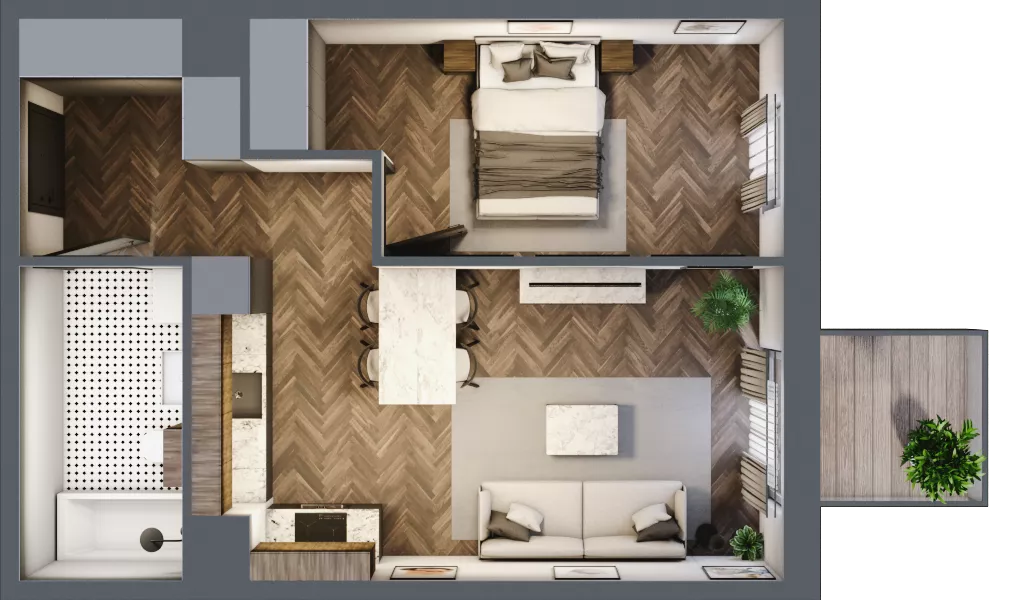 2 pokoje, mieszkanie 43,49 m², piętro 1, oferta nr M24, Punkt Wola, Kraków, Podgórze Duchackie, Wola Duchacka, ul. Trybuny Ludów 15