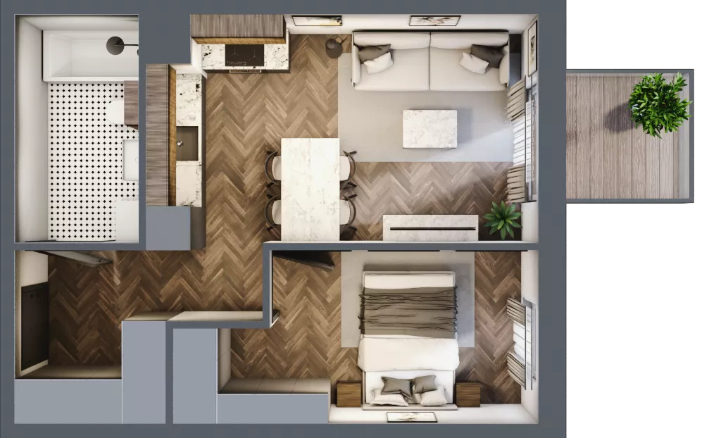 2 pokoje, mieszkanie 37,53 m², parter, oferta nr M06, Punkt Wola, Kraków, Podgórze Duchackie, Wola Duchacka, ul. Trybuny Ludów 15