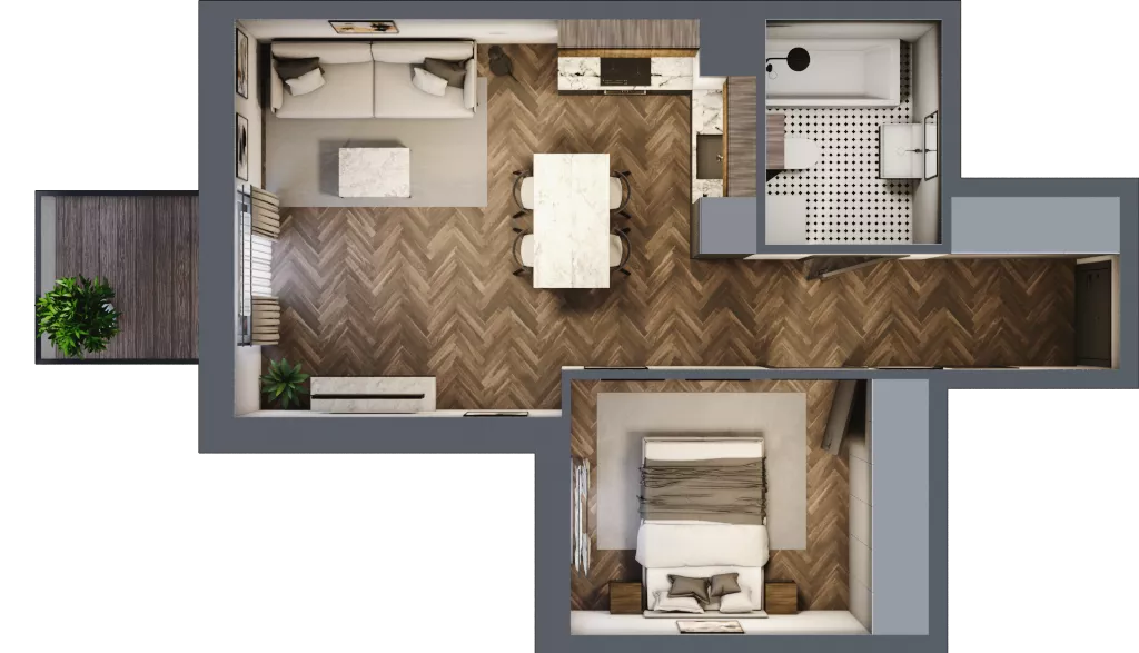 2 pokoje, mieszkanie 41,86 m², piętro 2, oferta nr M41, Punkt Wola, Kraków, Podgórze Duchackie, Wola Duchacka, ul. Trybuny Ludów 15