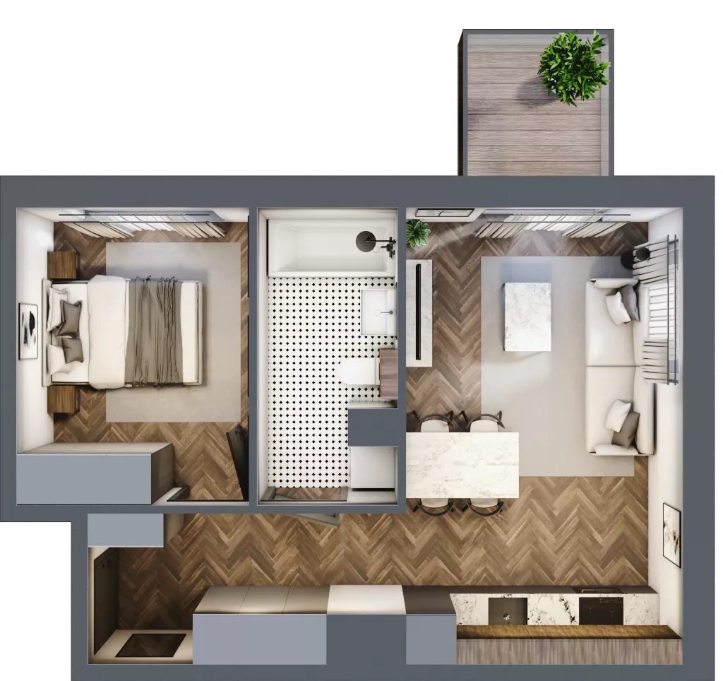 2 pokoje, mieszkanie 39,50 m², piętro 1, oferta nr M18, Punkt Wola, Kraków, Podgórze Duchackie, Wola Duchacka, ul. Trybuny Ludów 15