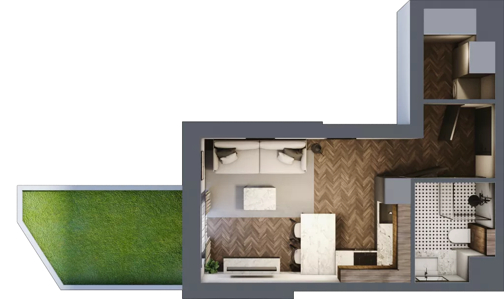 1 pokój, mieszkanie 26,31 m², parter, oferta nr M57, Punkt Wola, Kraków, Podgórze Duchackie, Wola Duchacka, ul. Trybuny Ludów 15