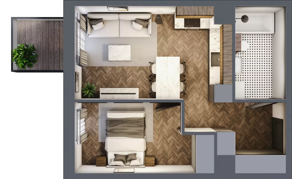 2 pokoje, mieszkanie 36,70 m², piętro 3, oferta nr M45, Punkt Wola, Kraków, Podgórze Duchackie, Wola Duchacka, ul. Trybuny Ludów 15