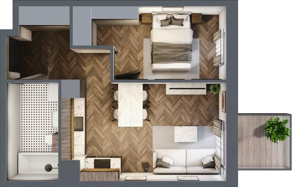 2 pokoje, mieszkanie 37,83 m², piętro 2, oferta nr M35, Punkt Wola, Kraków, Podgórze Duchackie, Wola Duchacka, ul. Trybuny Ludów 15