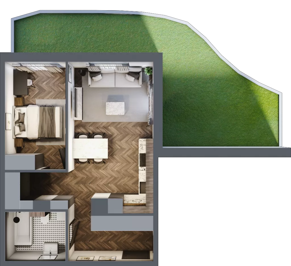 2 pokoje, mieszkanie 45,22 m², parter, oferta nr M09, Punkt Wola, Kraków, Podgórze Duchackie, Wola Duchacka, ul. Trybuny Ludów 15