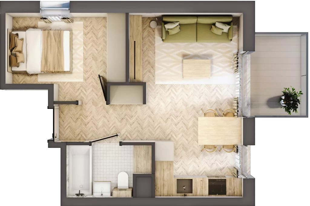 2 pokoje, mieszkanie 32,55 m², piętro 4, oferta nr A.4.28, Nowe Miasto, Krzeszowice, ul. Czatkowice Górne / Majowa
