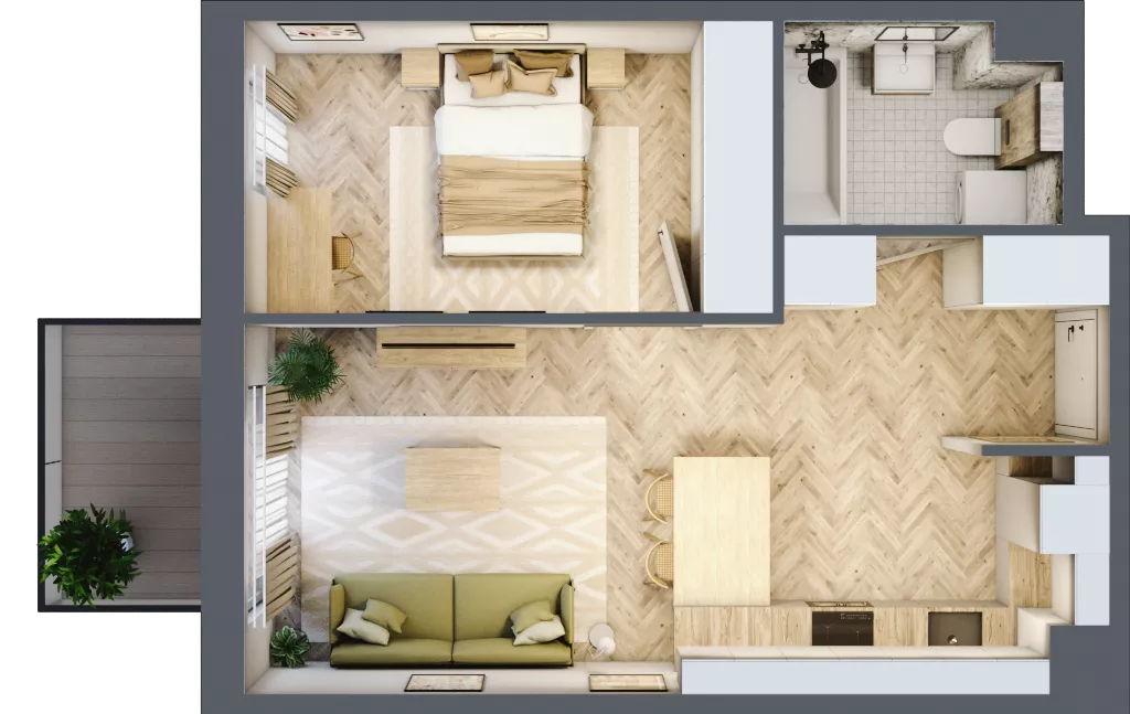 2 pokoje, mieszkanie 41,30 m², piętro 3, oferta nr A.3.24, Nowe Miasto, Krzeszowice, ul. Czatkowice Górne / Majowa