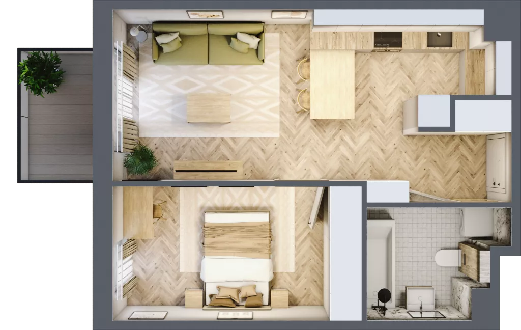 2 pokoje, mieszkanie 41,35 m², piętro 1, oferta nr A.1.11, Nowe Miasto, Krzeszowice, ul. Czatkowice Górne / Majowa