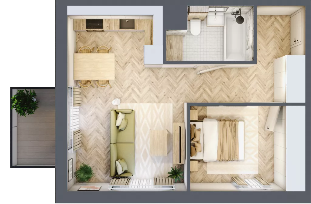 2 pokoje, mieszkanie 41,80 m², piętro 1, oferta nr A.1.12, Nowe Miasto, Krzeszowice, ul. Czatkowice Górne / Majowa