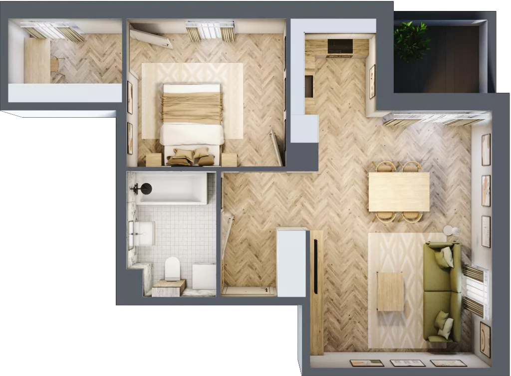 2 pokoje, mieszkanie 50,45 m², piętro 1, oferta nr A.1.13, Nowe Miasto, Krzeszowice, ul. Czatkowice Górne / Majowa