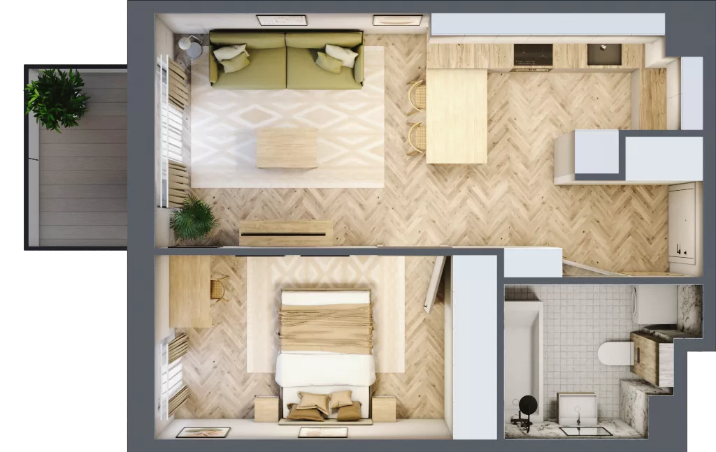 2 pokoje, mieszkanie 41,30 m², piętro 2, oferta nr B.2.26, Nowe Miasto, Krzeszowice, ul. Czatkowice Górne / Majowa
