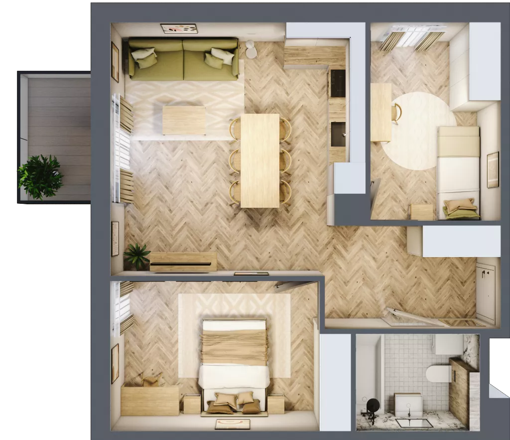 3 pokoje, mieszkanie 55,89 m², piętro 1, oferta nr B.1.12, Nowe Miasto, Krzeszowice, ul. Czatkowice Górne / Majowa