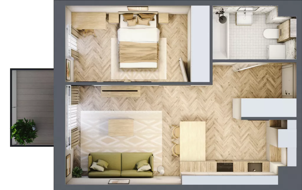 2 pokoje, mieszkanie 41,72 m², piętro 2, oferta nr B.2.27, Nowe Miasto, Krzeszowice, ul. Czatkowice Górne / Majowa