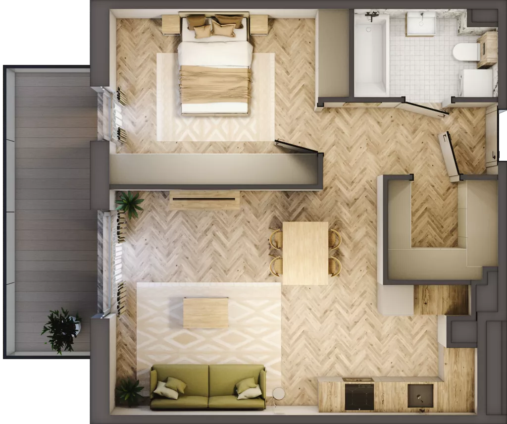 2 pokoje, mieszkanie 53,07 m², piętro 4, oferta nr B.4.44, Nowe Miasto, Krzeszowice, ul. Czatkowice Górne / Majowa