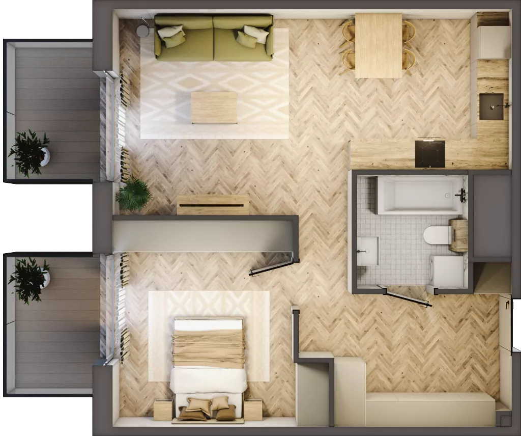 2 pokoje, mieszkanie 53,13 m², piętro 4, oferta nr B.4.45, Nowe Miasto, Krzeszowice, ul. Czatkowice Górne / Majowa