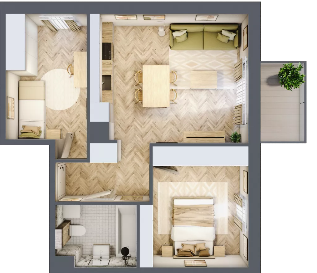 3 pokoje, mieszkanie 50,45 m², piętro 3, oferta nr B.3.33, Nowe Miasto, Krzeszowice, ul. Czatkowice Górne / Majowa