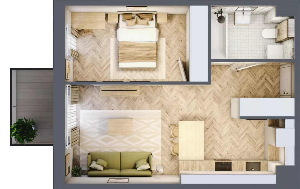 2 pokoje, mieszkanie 41,72 m², piętro 1, oferta nr B.1.16, Nowe Miasto, Krzeszowice, ul. Czatkowice Górne / Majowa