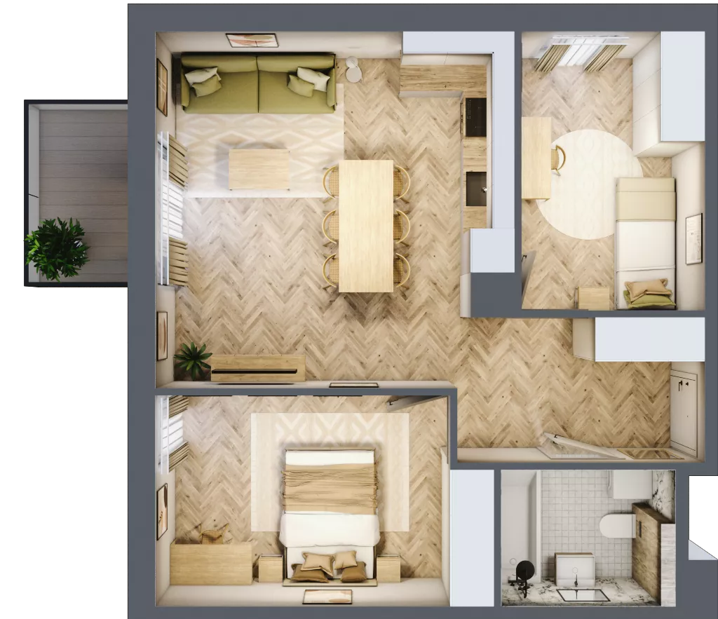 3 pokoje, mieszkanie 55,89 m², piętro 3, oferta nr B.3.34, Nowe Miasto, Krzeszowice, ul. Czatkowice Górne / Majowa