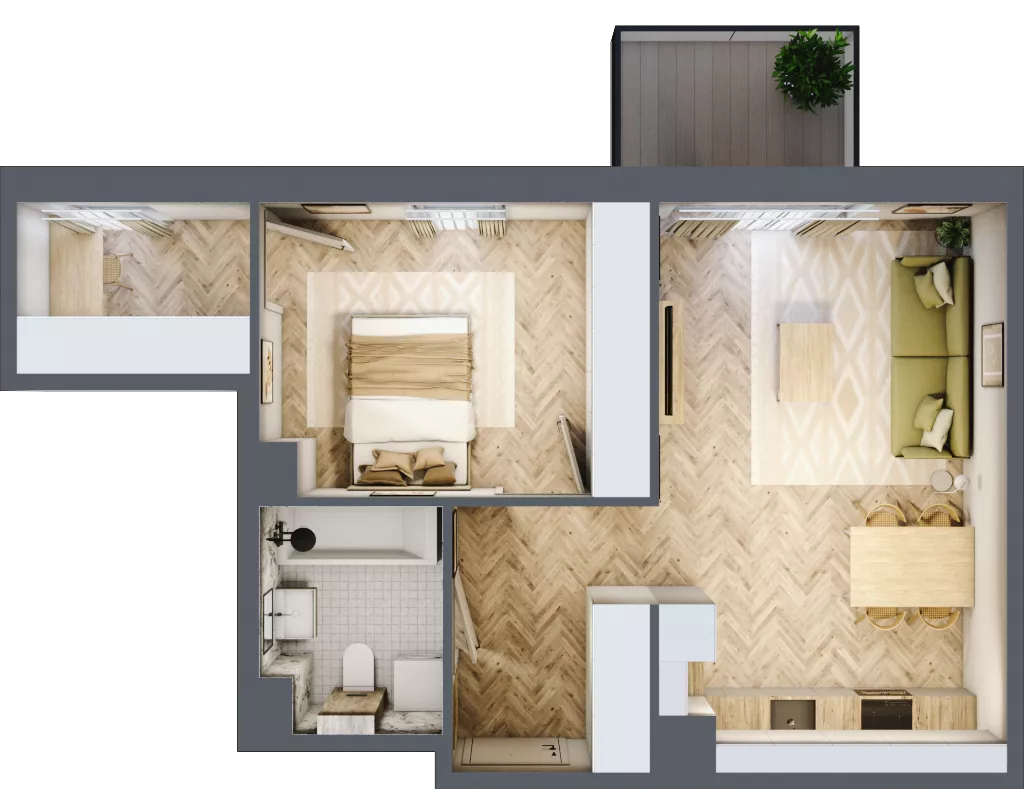 2 pokoje, mieszkanie 48,30 m², piętro 3, oferta nr B.3.41, Nowe Miasto, Krzeszowice, ul. Czatkowice Górne / Majowa
