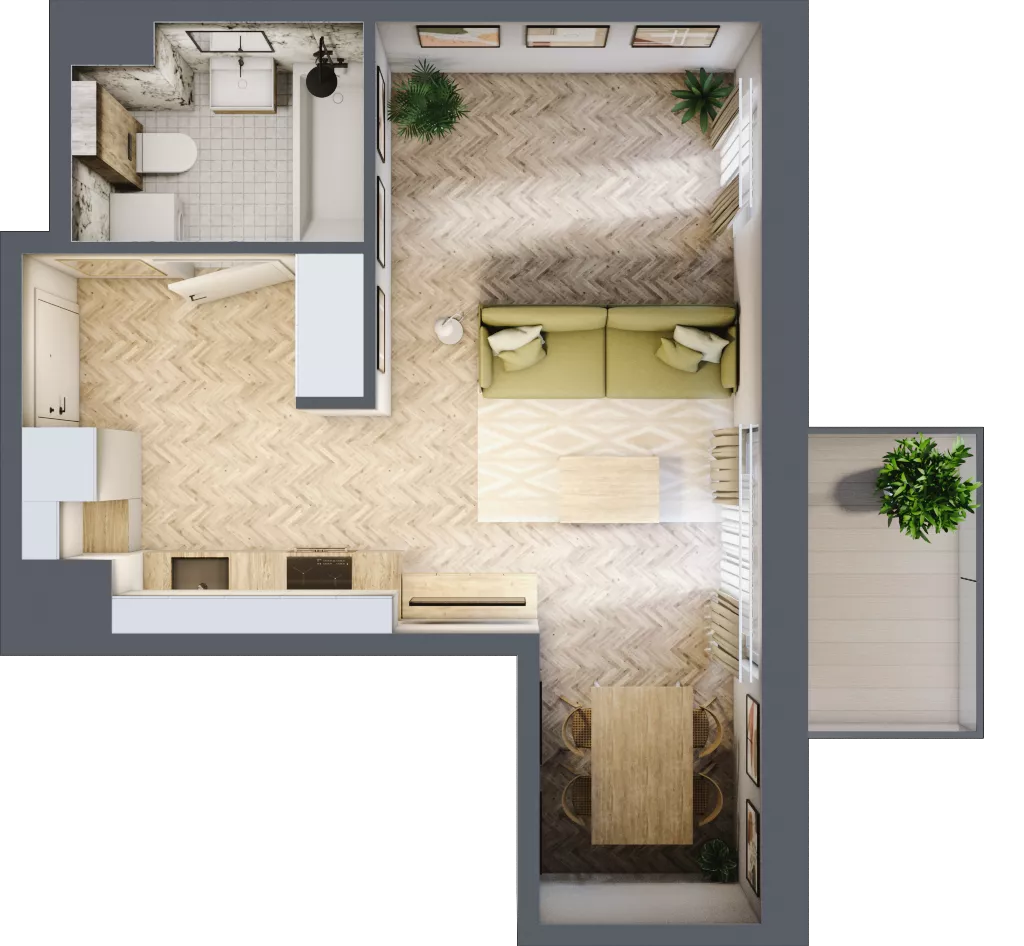 1 pokój, mieszkanie 31,59 m², piętro 2, oferta nr B.2.20, Nowe Miasto, Krzeszowice, ul. Czatkowice Górne / Majowa