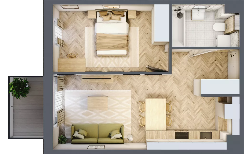 2 pokoje, mieszkanie 41,99 m², piętro 2, oferta nr B.2.24, Nowe Miasto, Krzeszowice, ul. Czatkowice Górne / Majowa