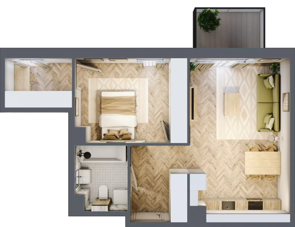 2 pokoje, mieszkanie 48,02 m², piętro 1, oferta nr C.1.21, Nowe Miasto, Krzeszowice, ul. Czatkowice Górne / Majowa
