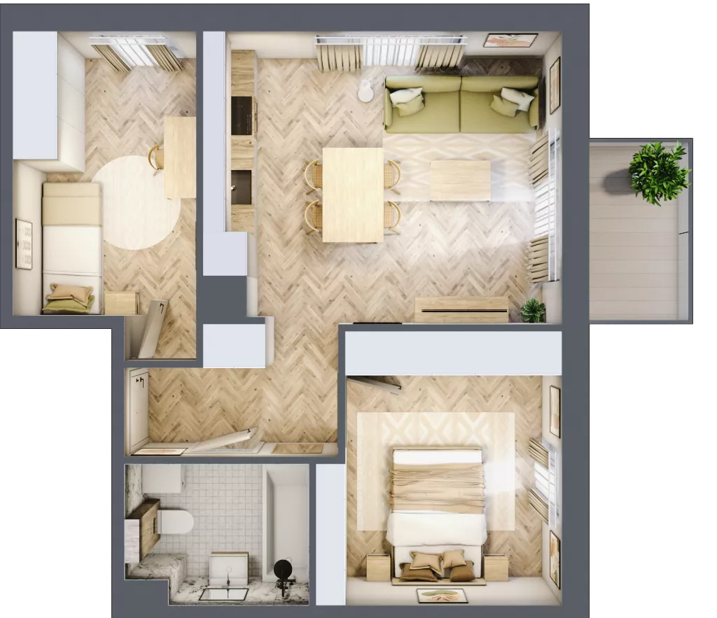 3 pokoje, mieszkanie 50,43 m², piętro 1, oferta nr C.1.13, Nowe Miasto, Krzeszowice, ul. Czatkowice Górne / Majowa