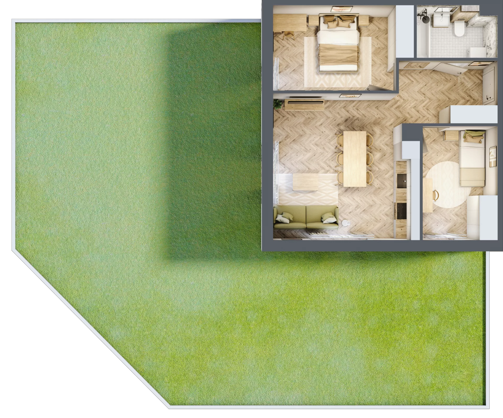 3 pokoje, mieszkanie 56,43 m², parter, oferta nr C.0.08, Nowe Miasto, Krzeszowice, ul. Czatkowice Górne / Majowa