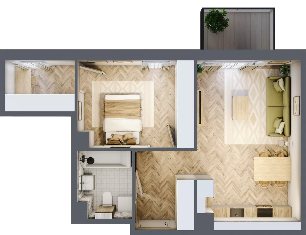 2 pokoje, mieszkanie 48,29 m², piętro 3, oferta nr C.3.43, Nowe Miasto, Krzeszowice, ul. Czatkowice Górne / Majowa