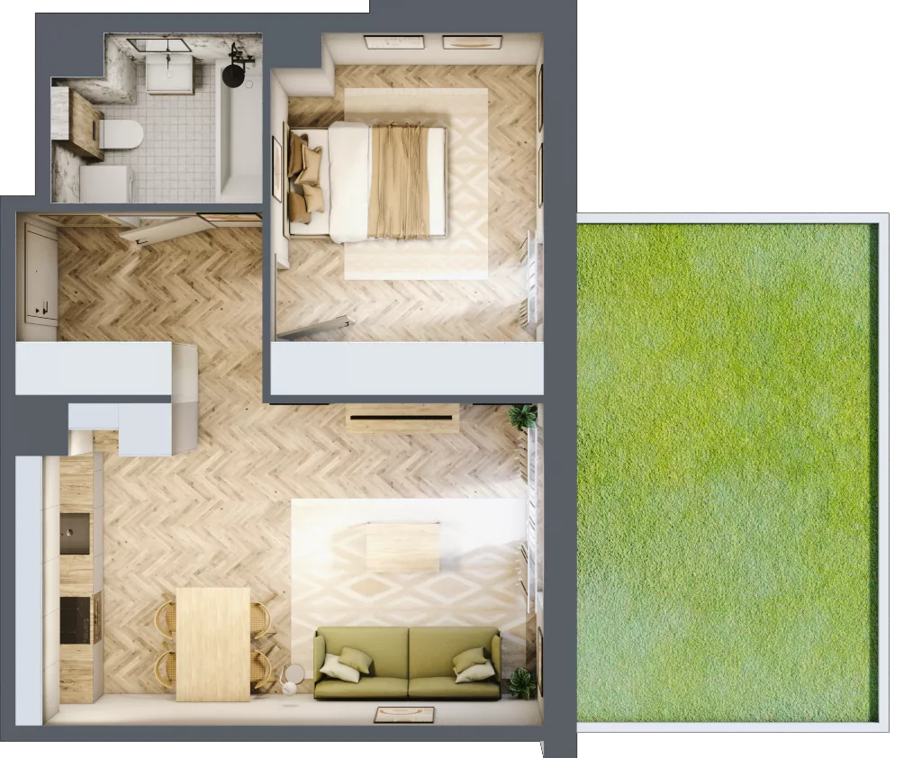2 pokoje, mieszkanie 43,88 m², parter, oferta nr C.0.10, Nowe Miasto, Krzeszowice, ul. Czatkowice Górne / Majowa