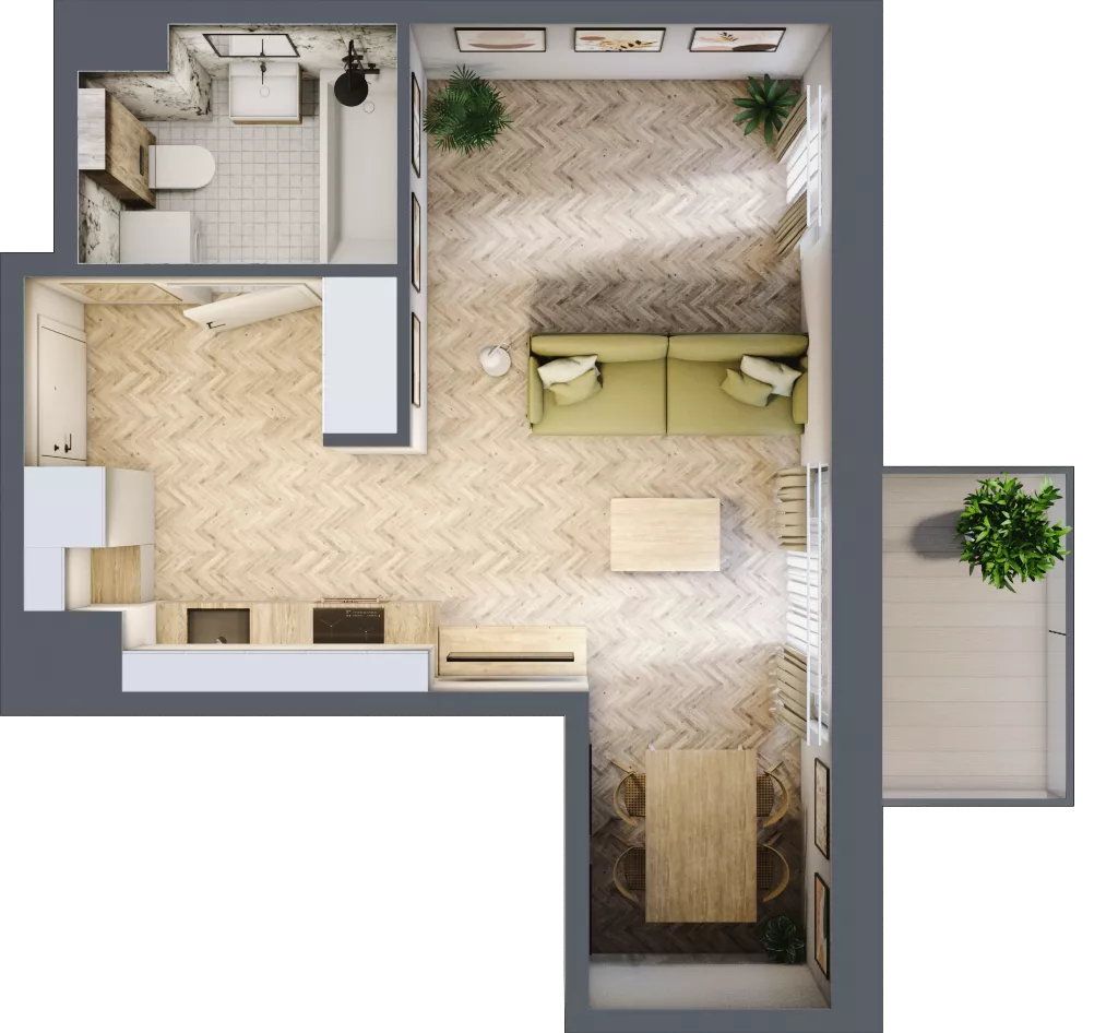 1 pokój, mieszkanie 31,59 m², piętro 3, oferta nr C.3.33, Nowe Miasto, Krzeszowice, ul. Czatkowice Górne / Majowa