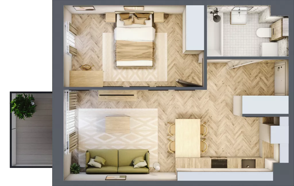 2 pokoje, mieszkanie 41,99 m², piętro 3, oferta nr C.3.37, Nowe Miasto, Krzeszowice, ul. Czatkowice Górne / Majowa