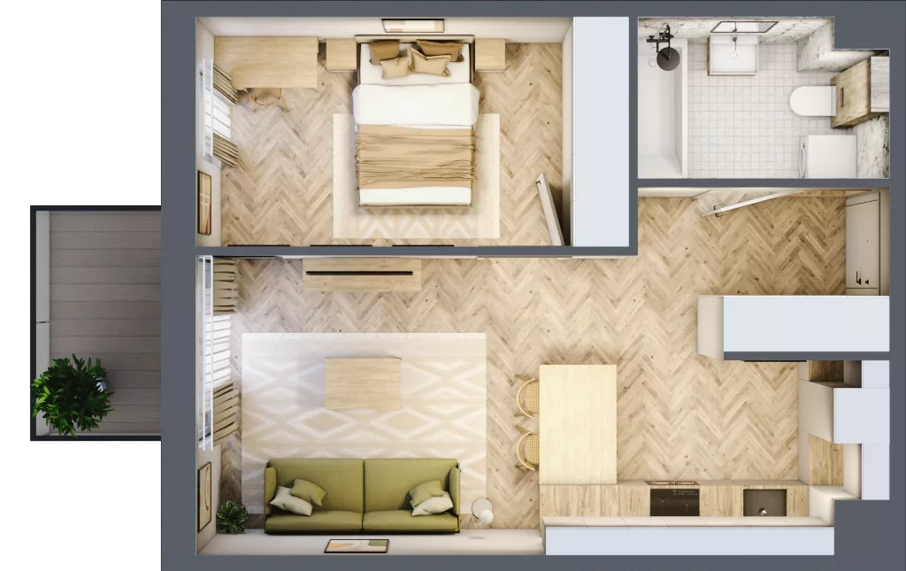 2 pokoje, mieszkanie 41,72 m², piętro 2, oferta nr C.2.29, Nowe Miasto, Krzeszowice, ul. Czatkowice Górne / Majowa