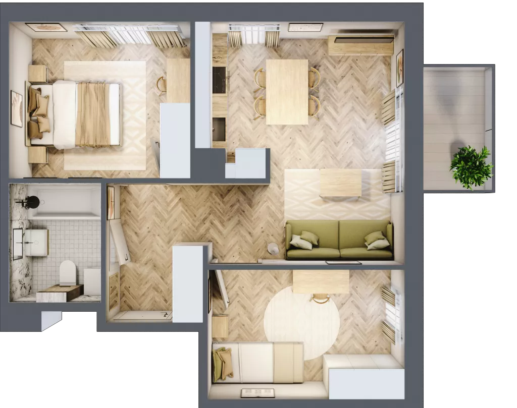 3 pokoje, mieszkanie 49,83 m², piętro 3, oferta nr C.3.42, Nowe Miasto, Krzeszowice, ul. Czatkowice Górne / Majowa