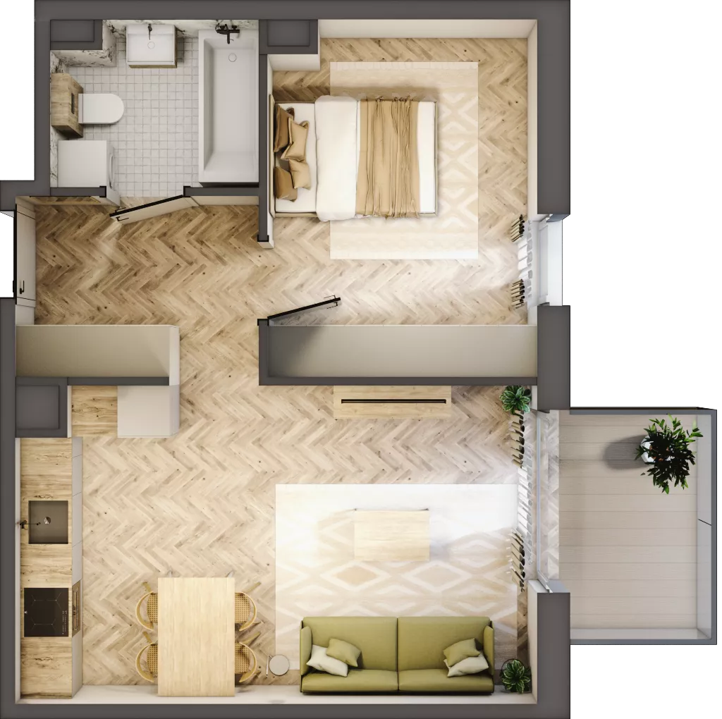 2 pokoje, mieszkanie 41,90 m², piętro 4, oferta nr C.4.51, Nowe Miasto, Krzeszowice, ul. Czatkowice Górne / Majowa