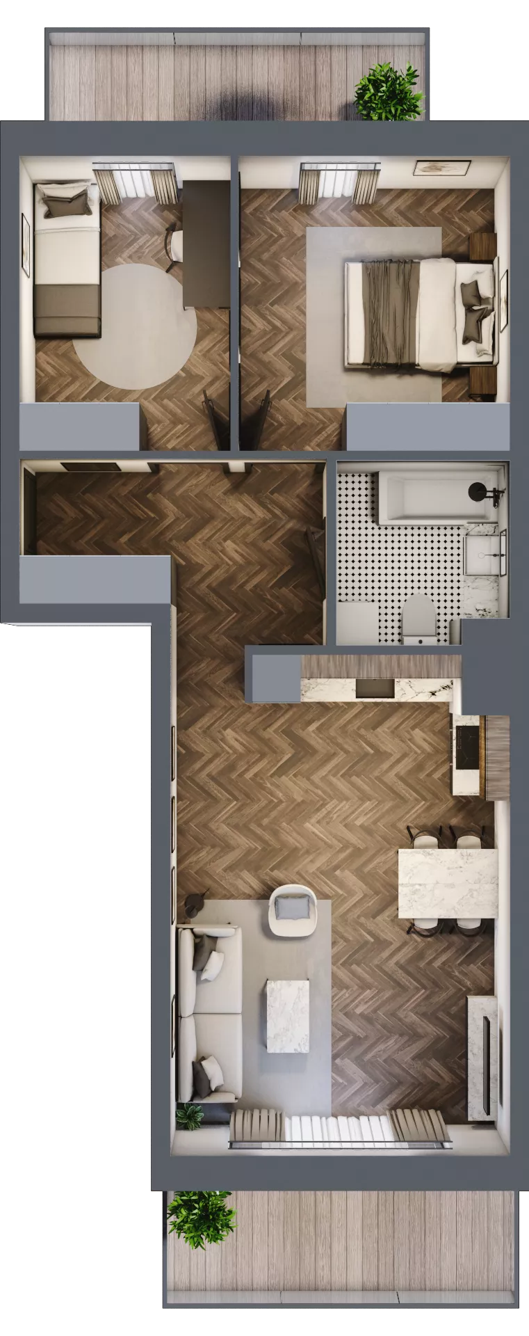 3 pokoje, mieszkanie 61,34 m², piętro 1, oferta nr K1.01, Elzam Tower, Elbląg, ul. Oboźna