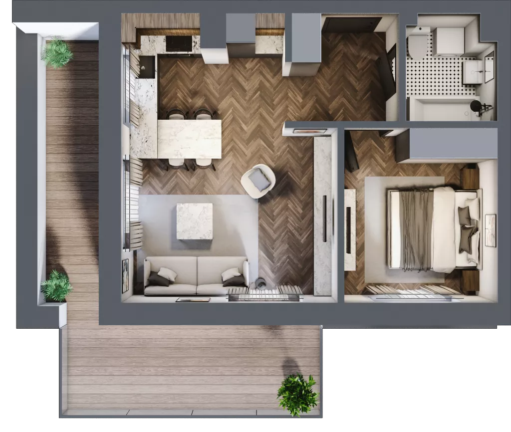 2 pokoje, mieszkanie 43,37 m², piętro 2, oferta nr B1.M9, Załęże Premium, Rzeszów, Załęże, ul. Świętego Floriana