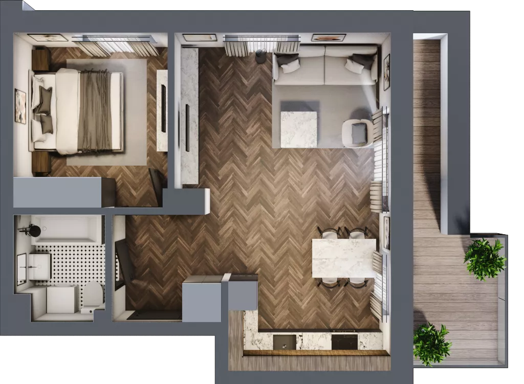 2 pokoje, mieszkanie 47,05 m², piętro 2, oferta nr B2.M11, Załęże Premium, Rzeszów, Załęże, ul. Świętego Floriana