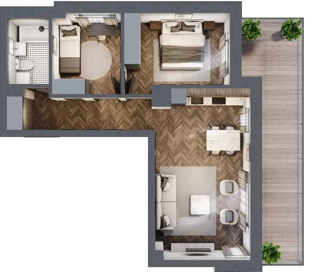 3 pokoje, mieszkanie 56,71 m², piętro 1, oferta nr B2.M4, Załęże Premium, Rzeszów, Załęże, ul. Świętego Floriana