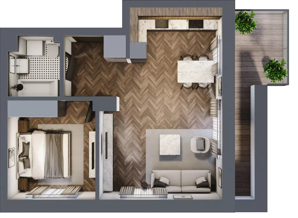 2 pokoje, mieszkanie 47,01 m², piętro 2, oferta nr B2.M10, Załęże Premium, Rzeszów, Załęże, ul. Świętego Floriana