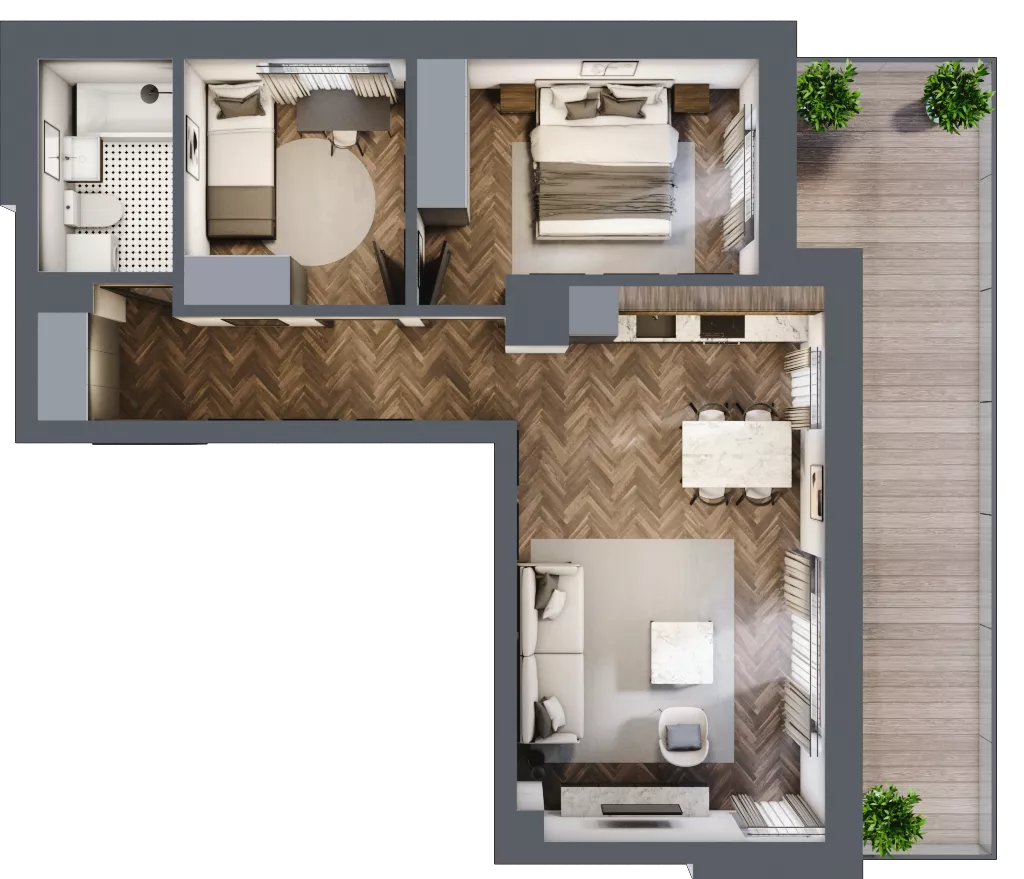 3 pokoje, mieszkanie 55,45 m², piętro 2, oferta nr B2.M8, Załęże Premium, Rzeszów, Załęże, ul. Świętego Floriana