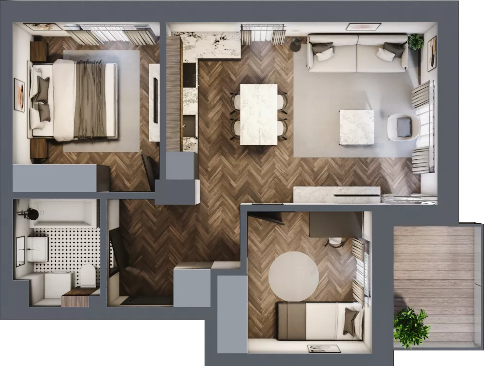 3 pokoje, mieszkanie 53,38 m², piętro 1, oferta nr B2.M7, Załęże Premium, Rzeszów, Załęże, ul. Świętego Floriana